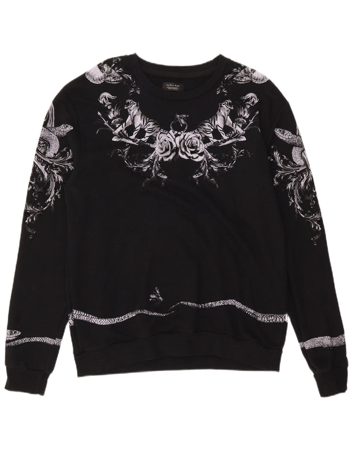 Мужской свитшот с рисунком Zara XL, черный хлопок