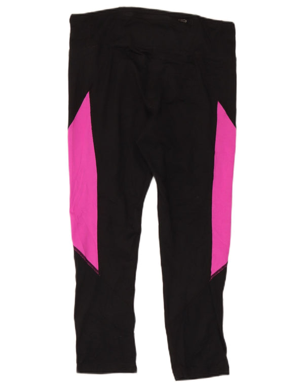 Женские леггинсы Nike Dri Fit UK 12, средний черный, полиэстер с цветными блоками