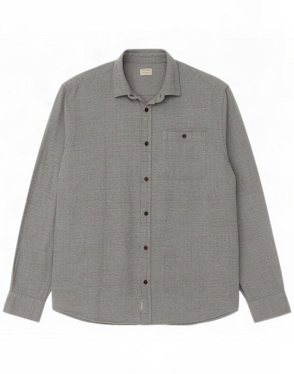 Мужская фланелевая рубашка Jack & Jones XL, серый хлопок с крапинками