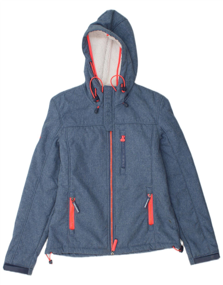 SUPERDRY Женская ветровка из шерпа с капюшоном Windtrekker UK 6 XS, синяя