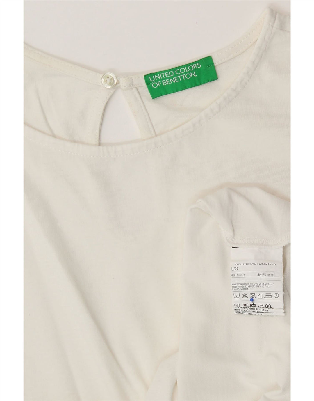 Женская блузка BENETTON Top UK 16, большой белый хлопок