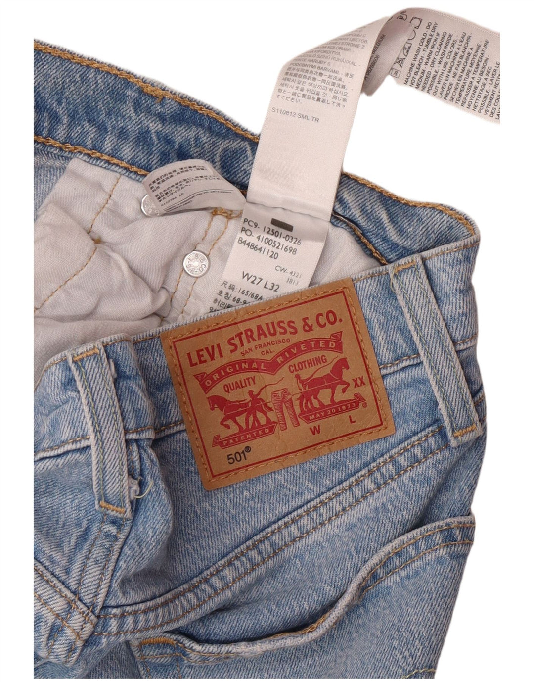 Женские прямые джинсы LEVI'S 501 W27 L32 Синие, хлопок
