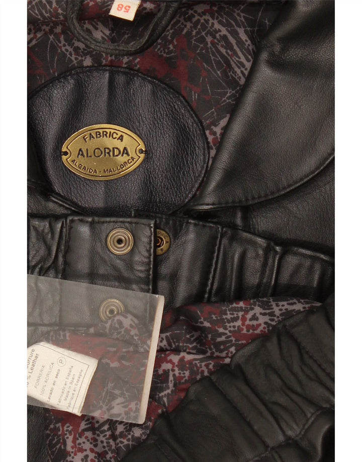 Винтажный мужской кожаный жилет IT 58 3XL, черный кожаный