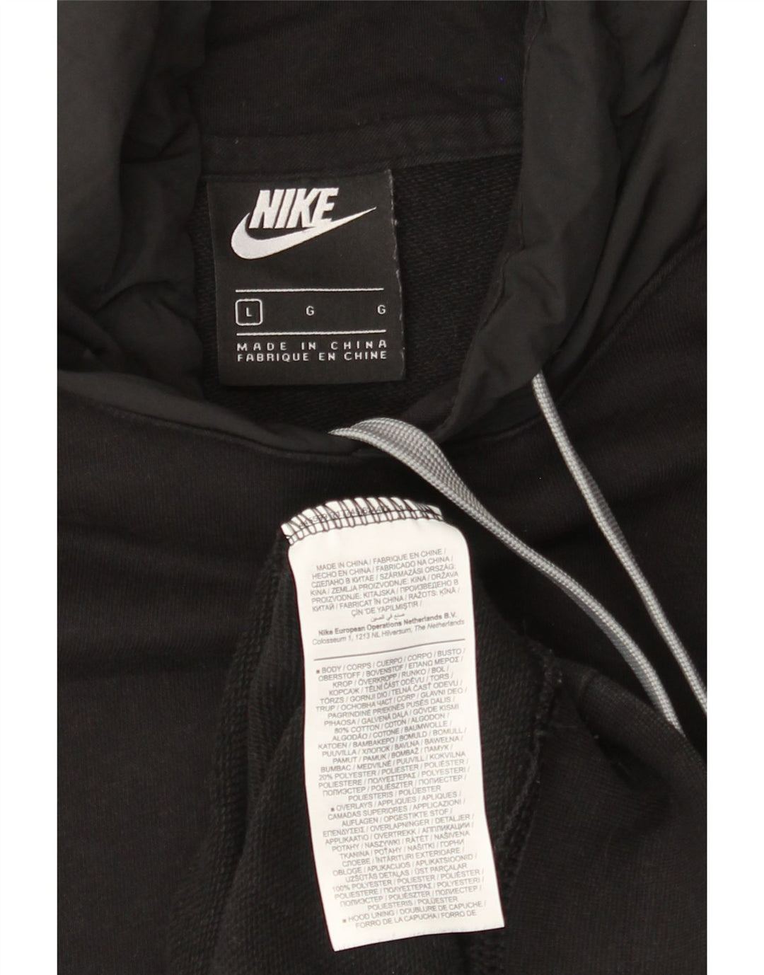 NIKE Mens Hoodie Jumper Large Black Cotton
