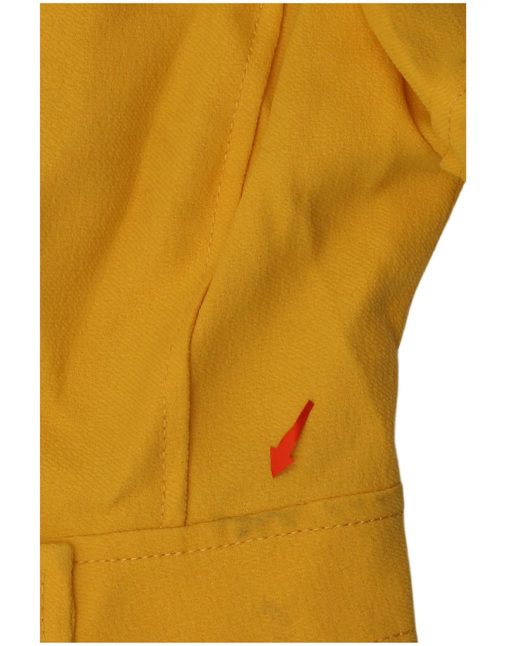 ВИНТАЖНЫЙ женский пиджак с коротким рукавом и 4 пуговицами, Великобритания 14, средний желтый цвет