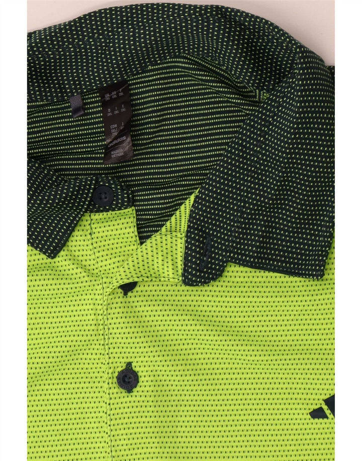 Мужская рубашка-поло Adidas 2XL зеленая, полиэстер с цветными блоками