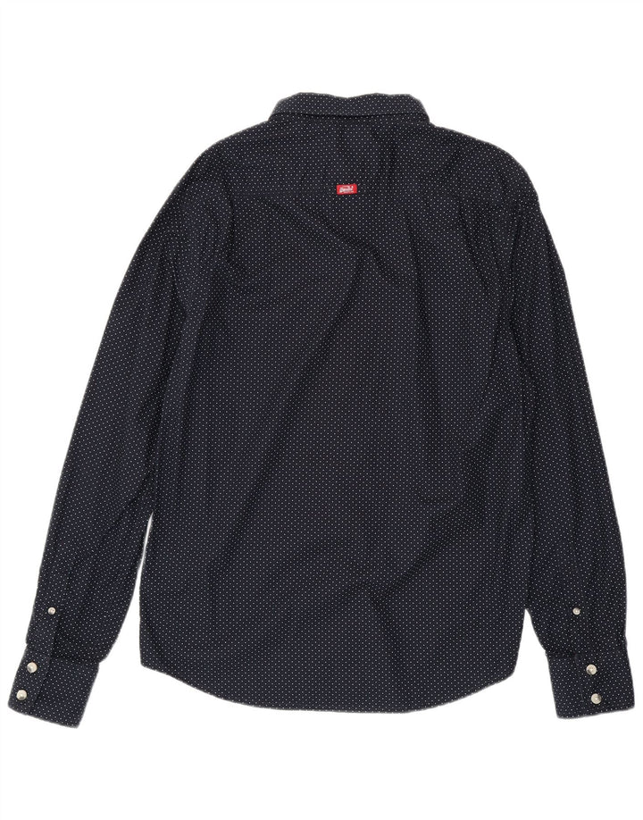 Мужская рубашка Superdry XL, темно-синяя, хлопок в горошек