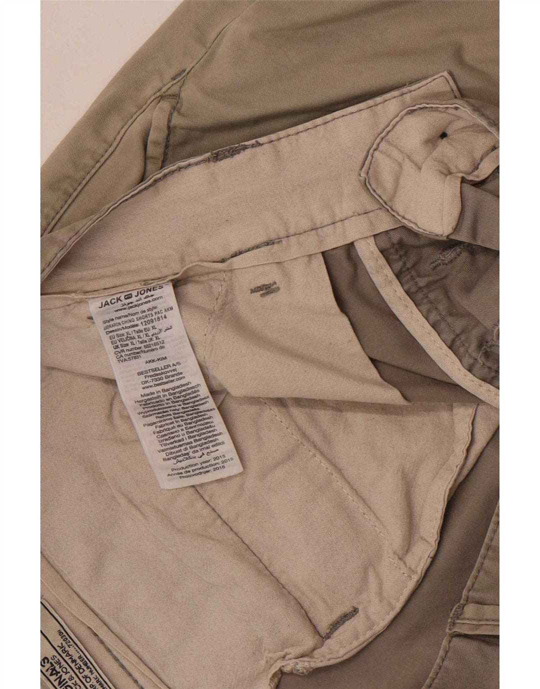 Мужские шорты чинос Jack & Jones стандартного кроя, большие размеры, W36, серый хлопок