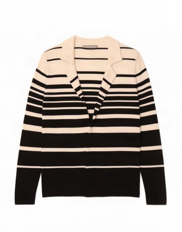 Marks & Spencer Womens Open Cardigan Sweater UK 10 Small Black Striped