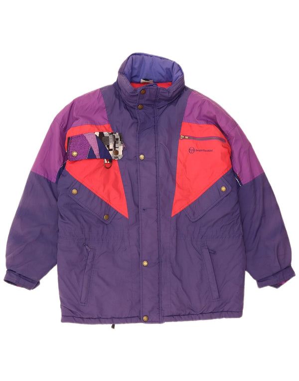 Мужская лыжная куртка с капюшоном SERGIO TACCHINI UK 40, большая темно-синяя с цветными блоками