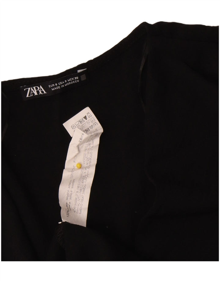 Женское платье прямого кроя Zara UK 10, маленькое черное полиэстер с длинными рукавами