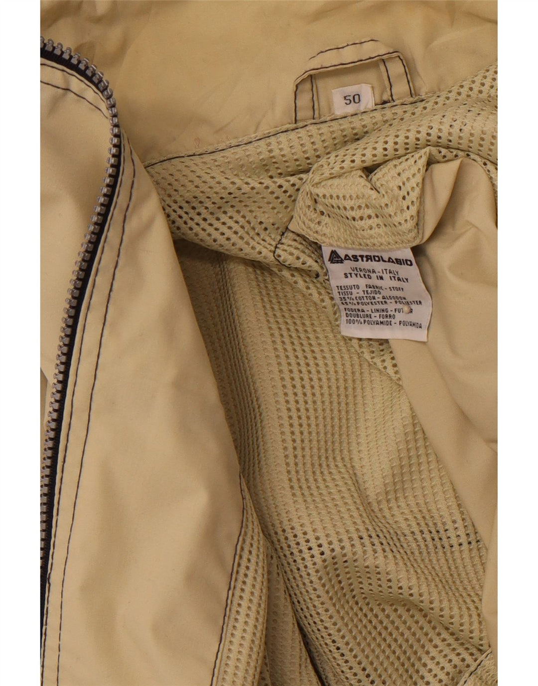 ASTROLABIO Мужская куртка-дождевик с капюшоном IT 50, большая зеленая, хлопок с цветными блоками