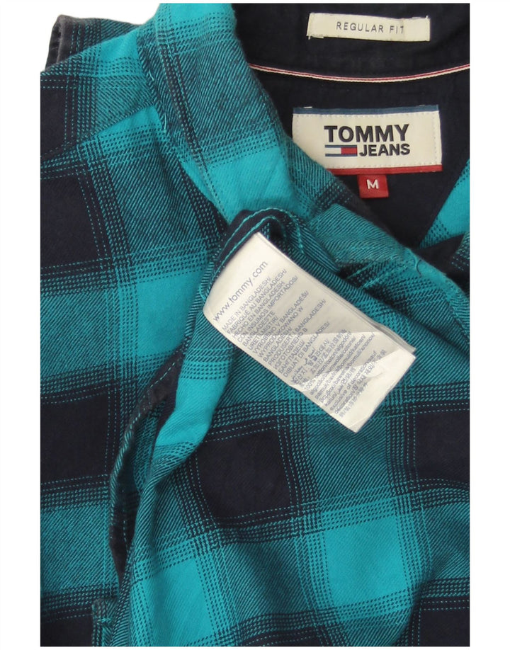 TOMMY HILFIGER Мужская фланелевая рубашка стандартного кроя, средний размер, синяя клетка, хлопок