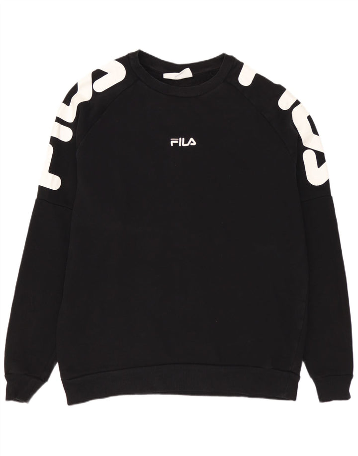 Мужской свитшот с рисунком FILA, XL, черный, хлопок