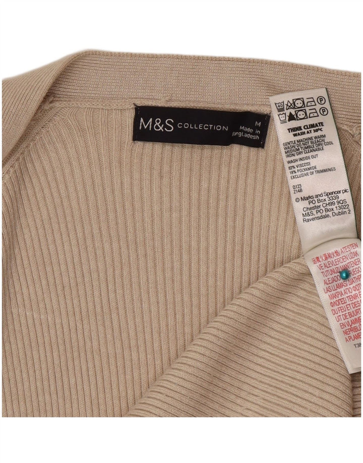 Женский открытый кардиган Marks & Spencer UK 14, средний бежевый, вискоза