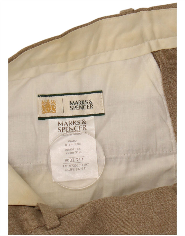 Мужские прямые брюки-чиносы Marks & Spencer W32 L31 бежевого цвета из полиэстера