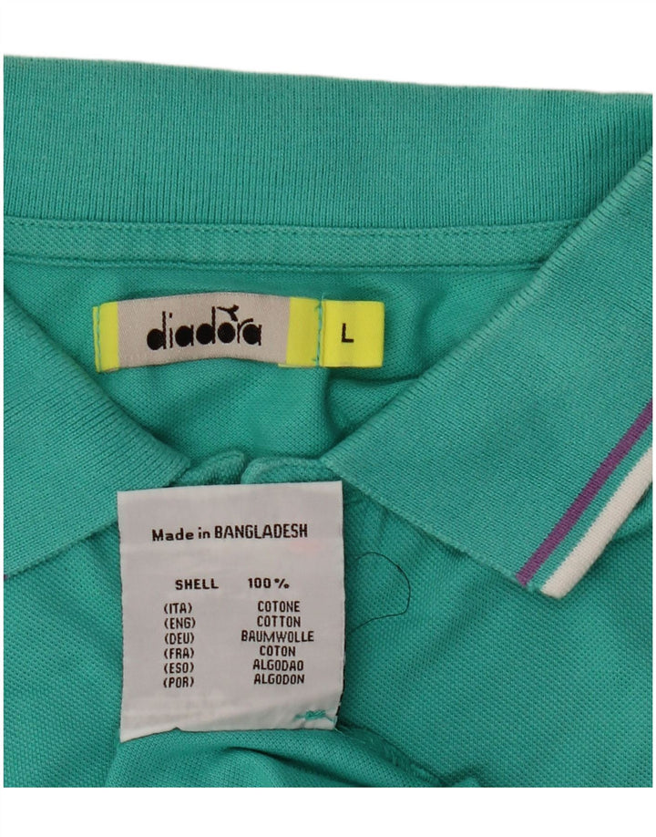 Мужская рубашка-поло Diadora, большая бирюзовая, хлопок