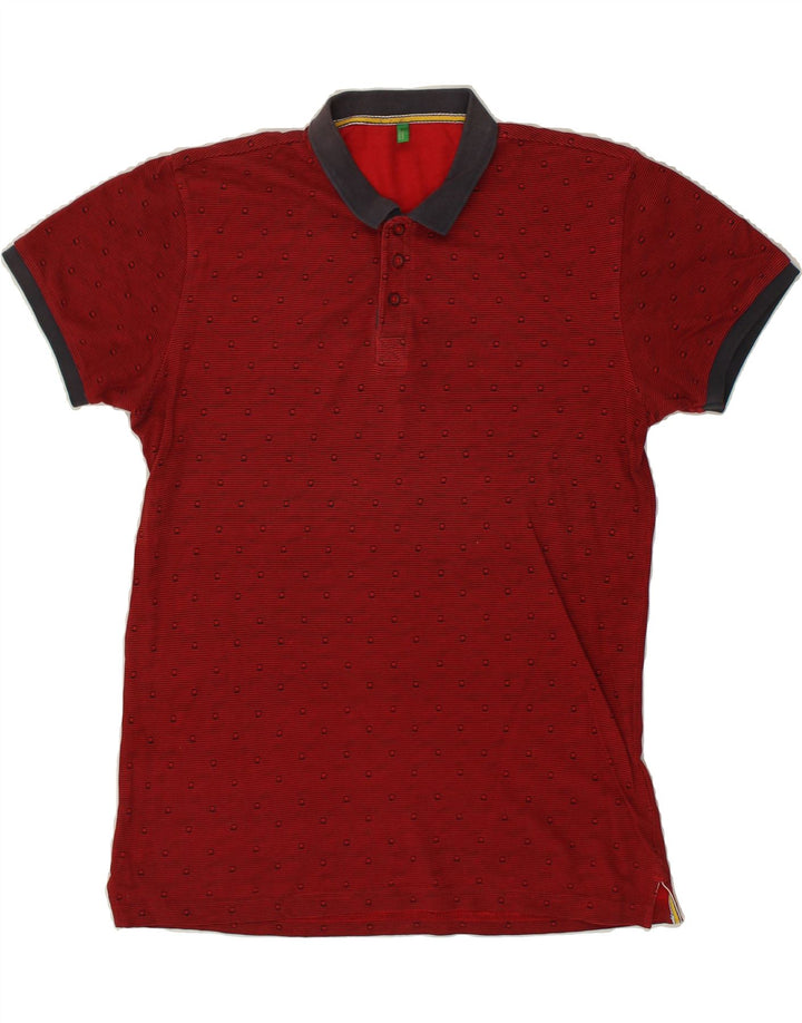 BENETTON Mens Polo Shirt Medium Red Spotted | Vintage Benetton | Thrift | Second-Hand Benetton | Used Clothing | Messina Hembry 
