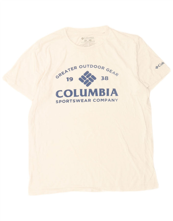 Мужская футболка Columbia с рисунком, топ среднего размера, белый хлопок