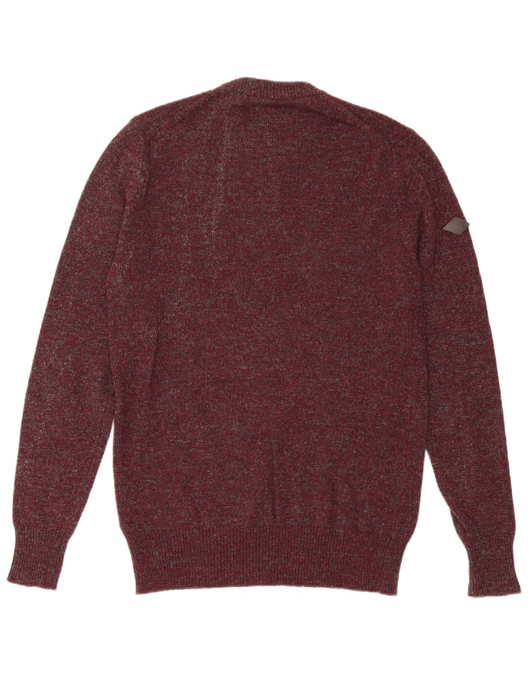 SUPERDRY Mens Crew Neck Jumper Sweater Medium Burgundy Flecked Lambswool