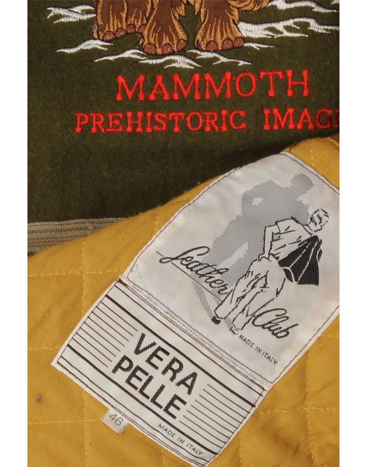 Винтажная мужская кожаная ветровка IT 46 маленькая коричневая кожа