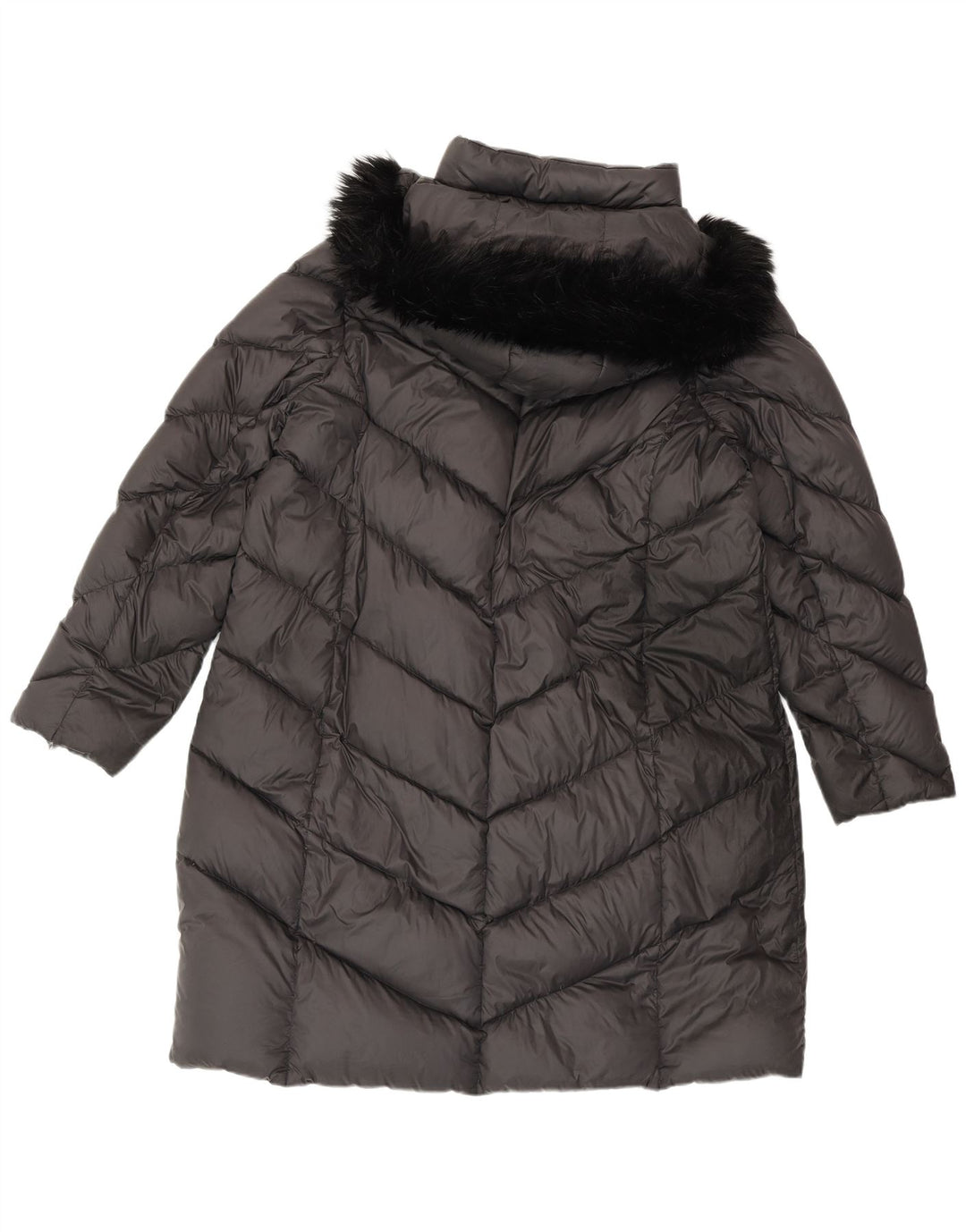 Женское стеганое пальто с капюшоном MICHAEL KORS UK 18 XL, серый нейлон