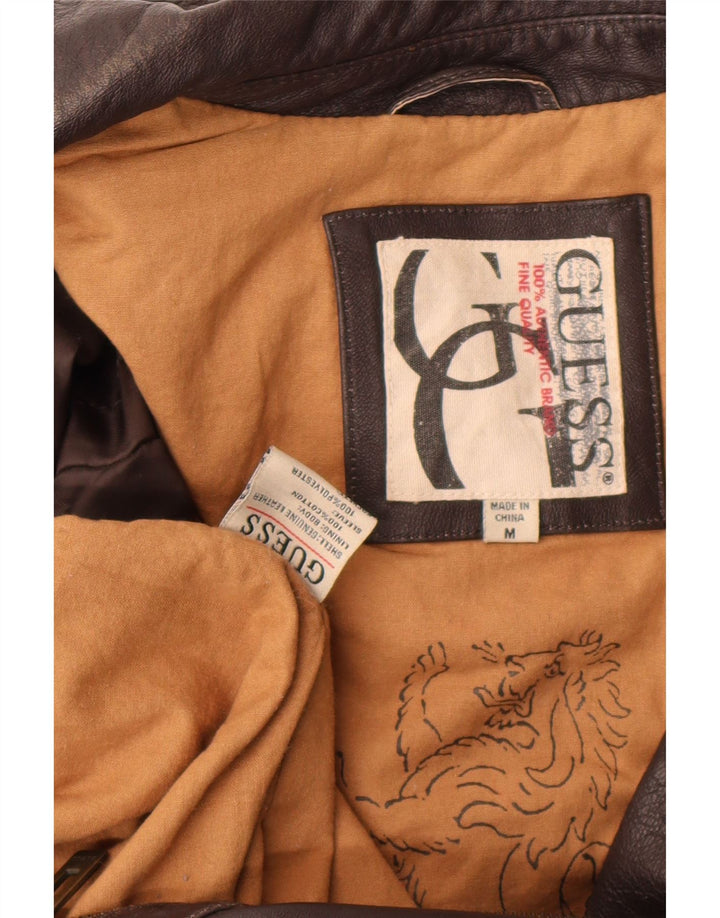 Guess Мужская кожаная куртка UK 38 средний коричневый кожаный