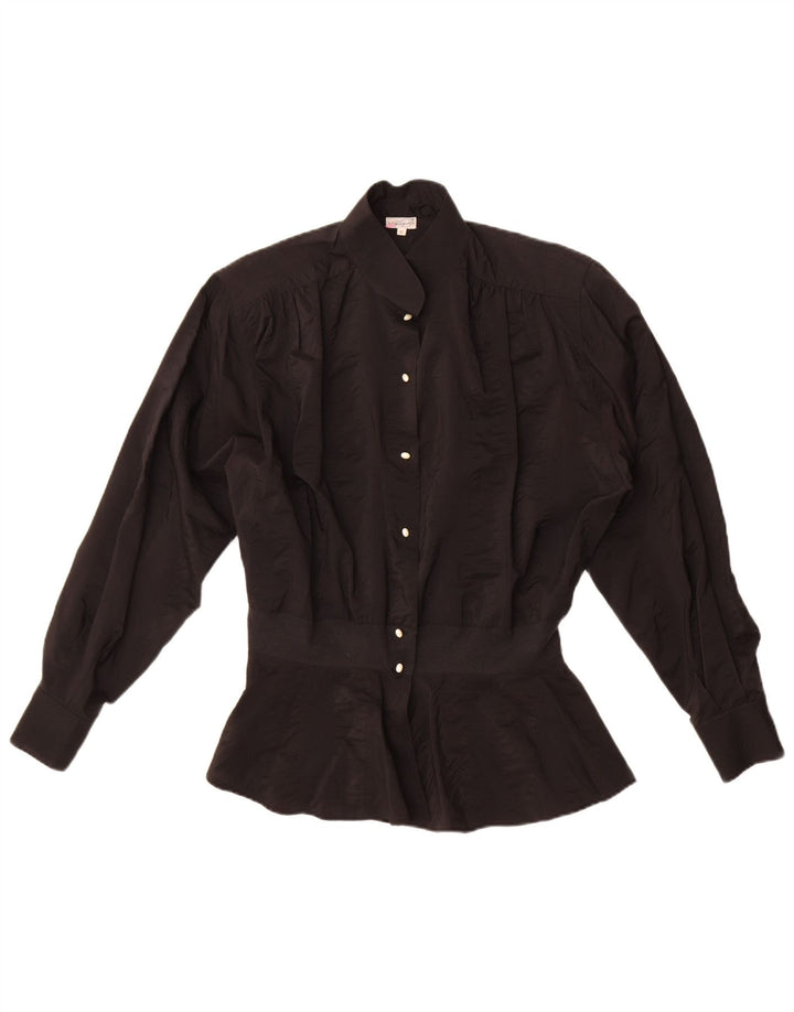 Винтажная женская блузка-рубашка UK 18 XL, черная из ацетата