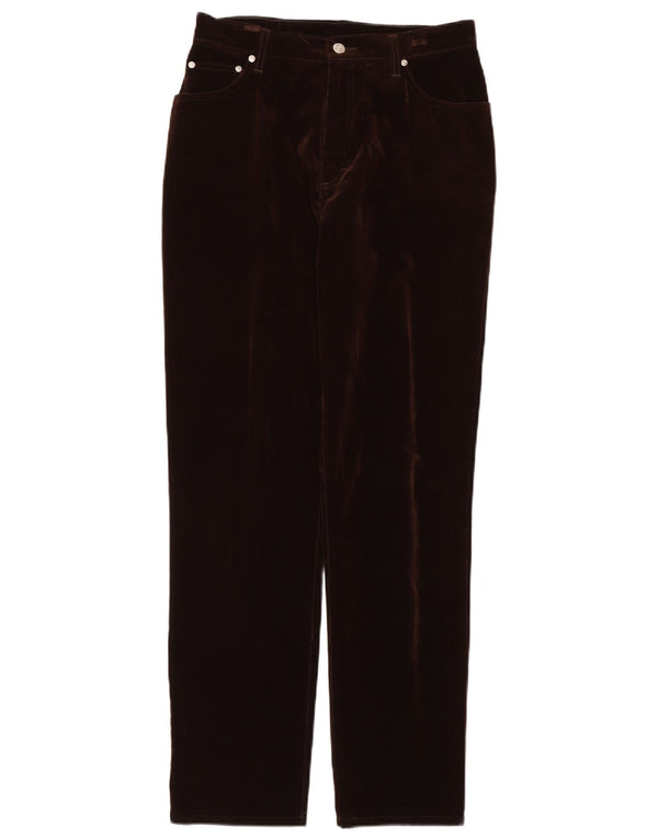 Винтажные женские зауженные бархатные повседневные брюки W31 L32 коричневого цвета из акрила