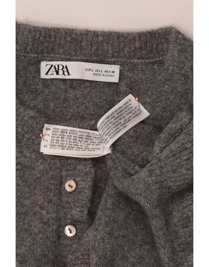 Женский кардиган Zara UK 16, большой серый полиэстер