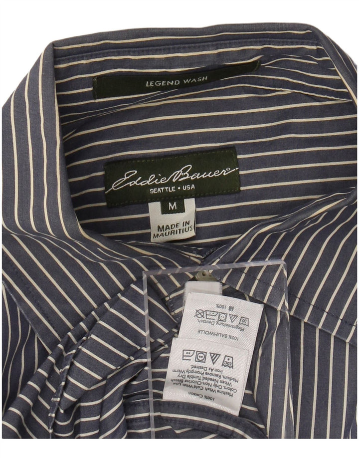 Мужская рубашка EDDIE BAUER среднего размера, темно-синяя, хлопковая в тонкую полоску
