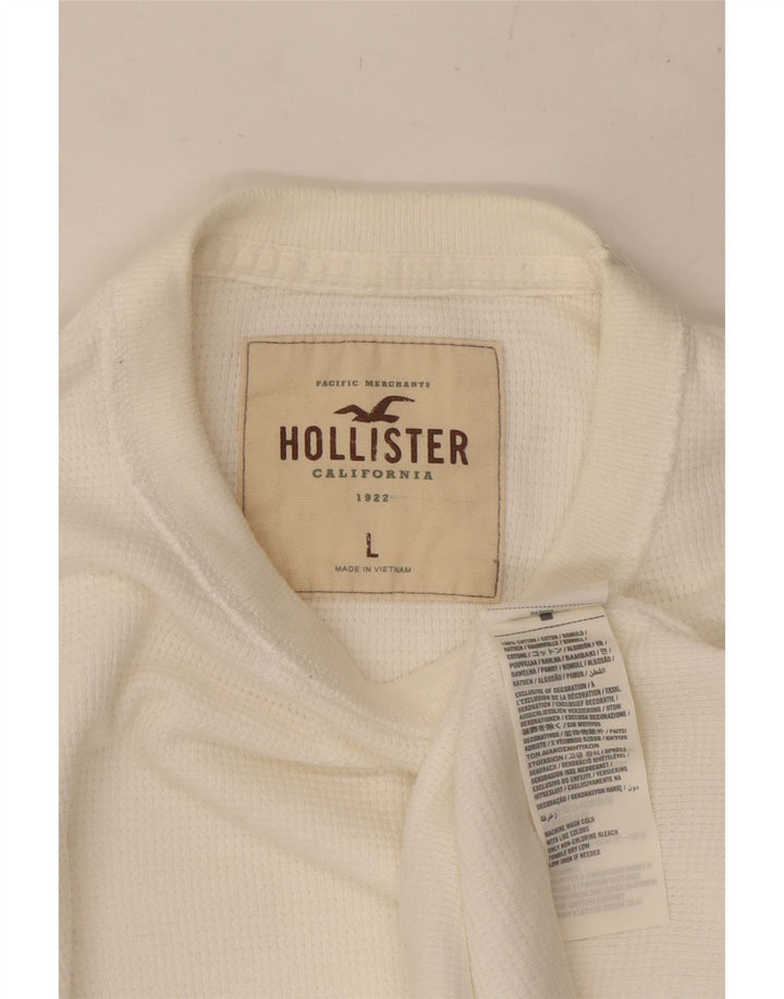 HOLLISTER Мужской топ с длинным рукавом, большой белый хлопок
