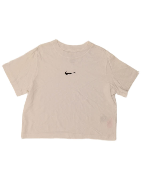 Футболка свободного кроя Nike для девочек, топ 10–11 лет, средний размер, хлопок белого цвета