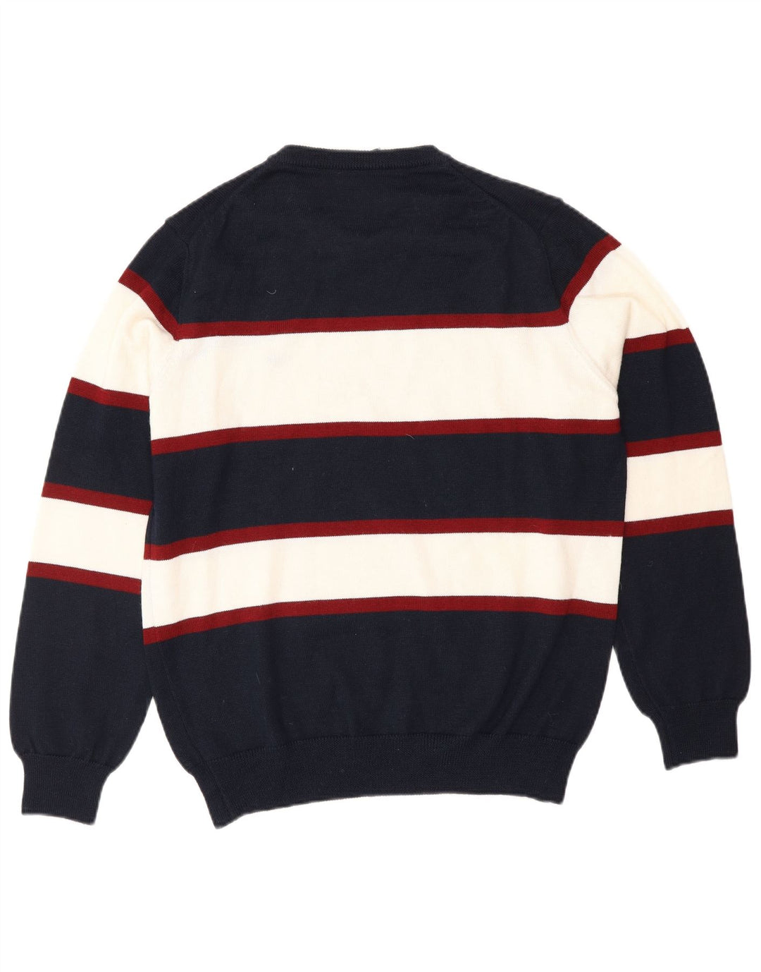 IL GRANCHIO Mens Crew Neck Jumper Sweater Small Navy Blue Striped