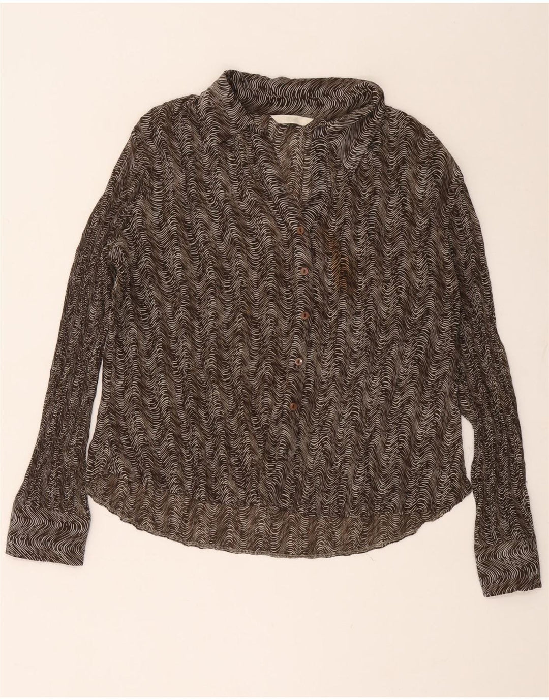 Женская блузка-рубашка Marks & Spencer UK 18 XL Коричневая полиэстер с геометрическим рисунком