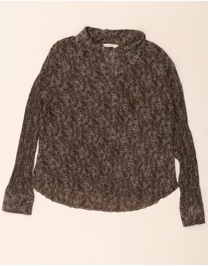 Женская блузка-рубашка Marks & Spencer UK 18 XL Коричневая полиэстер с геометрическим рисунком