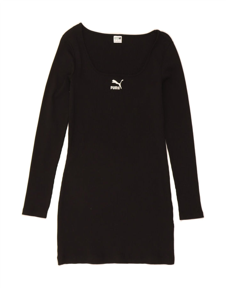 PUMA Womens Bodycon Dress UK 12 Medium Black Cotton Vintage Puma and Second-Hand Puma from Messina Hembry 