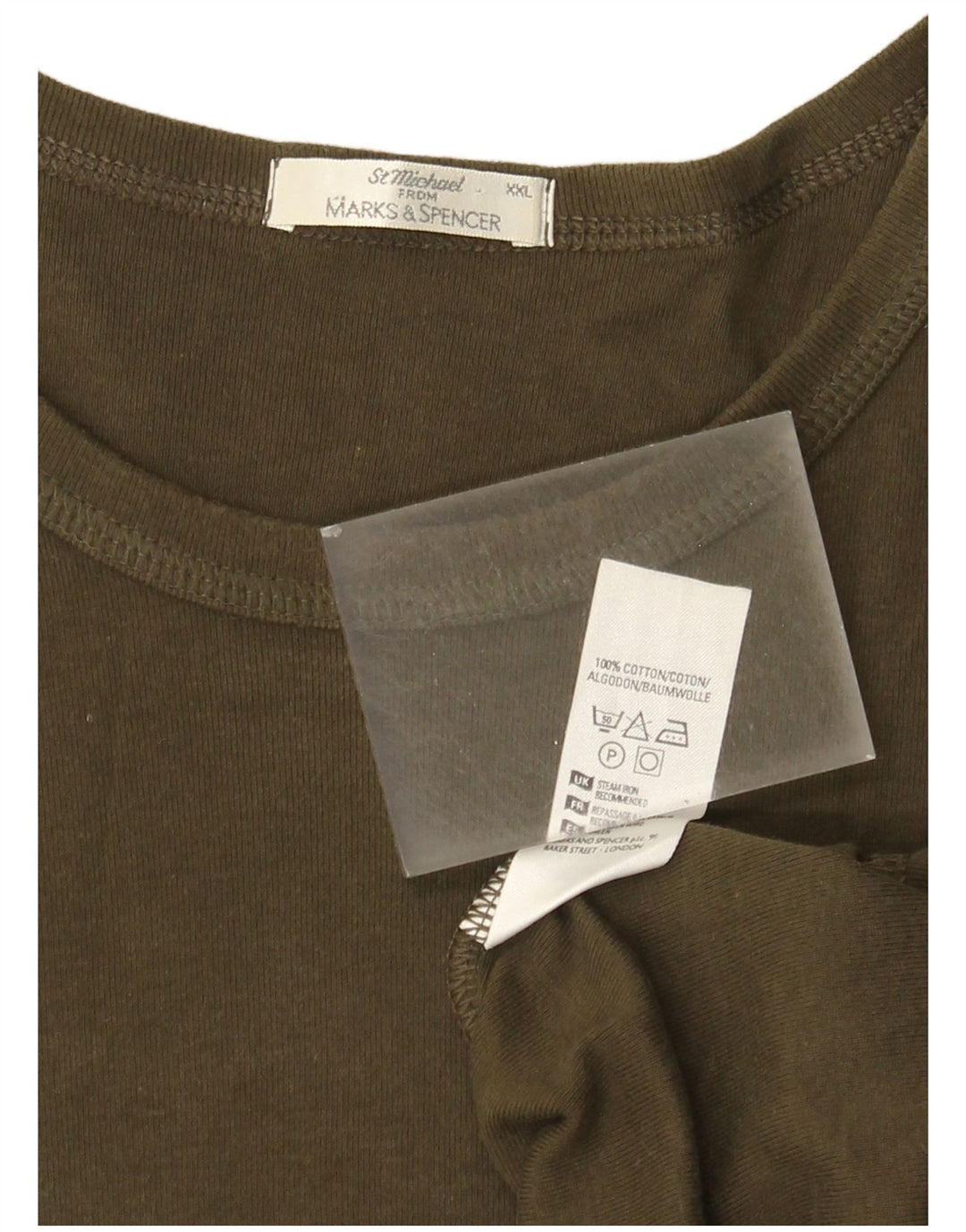 Мужской топ с длинным рукавом Marks & Spencer 2XL, хлопок цвета хаки