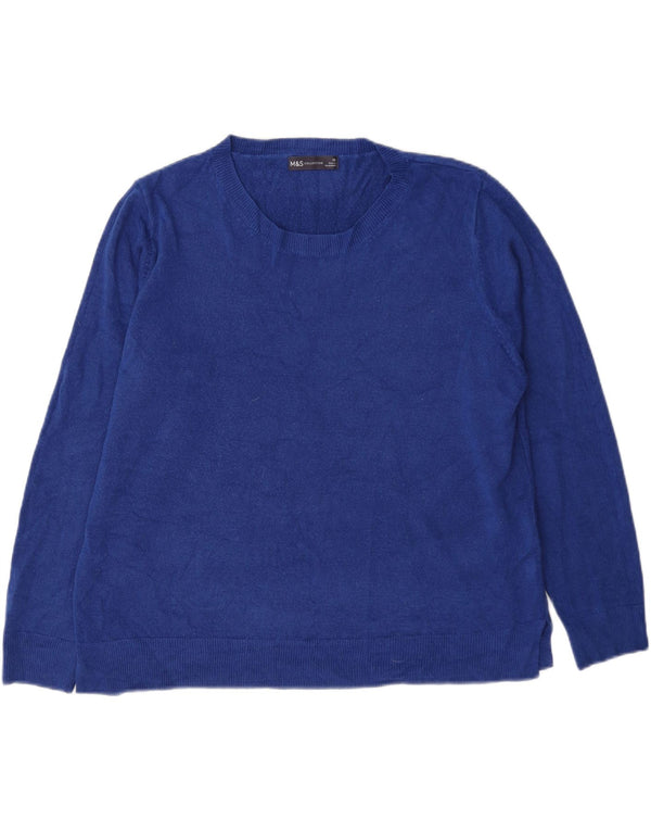 Женский джемпер с вырезом «лодочка» Marks & Spencer UK 20 2XL, синий акрил