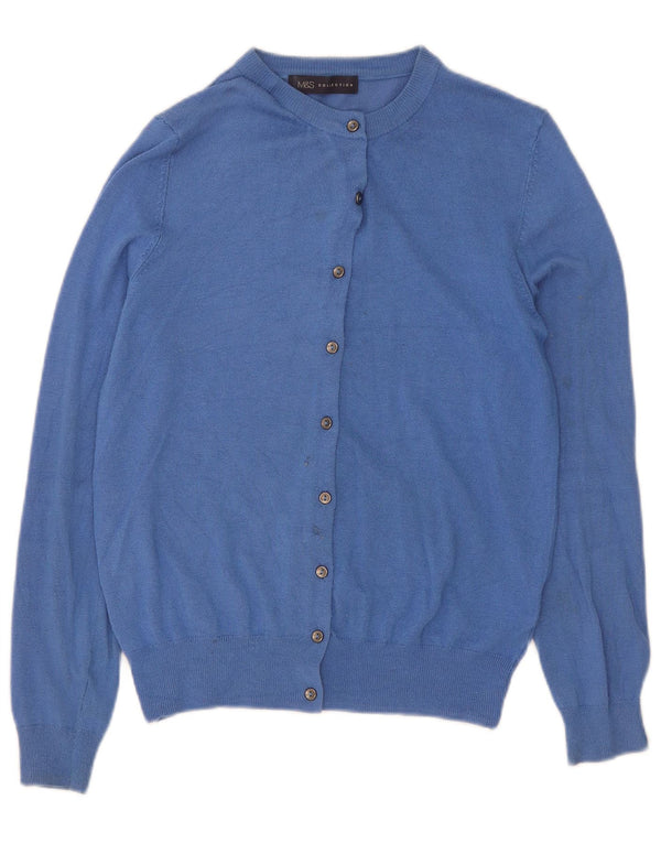 Marks & Spencer Womens Cardigan Sweater UK 12 Medium Blue Viscose