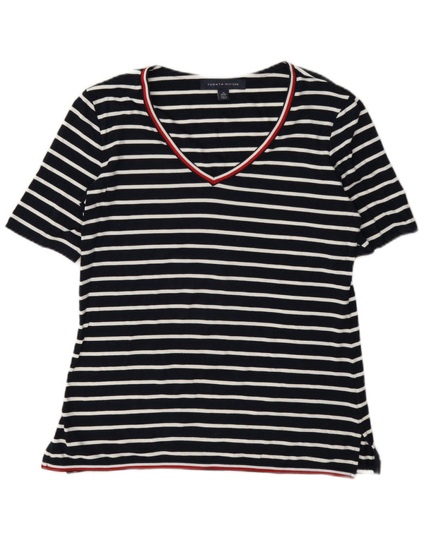 Женская футболка оверсайз Tommy Hilfiger Top UK 6 XS Темно-синяя в полоску