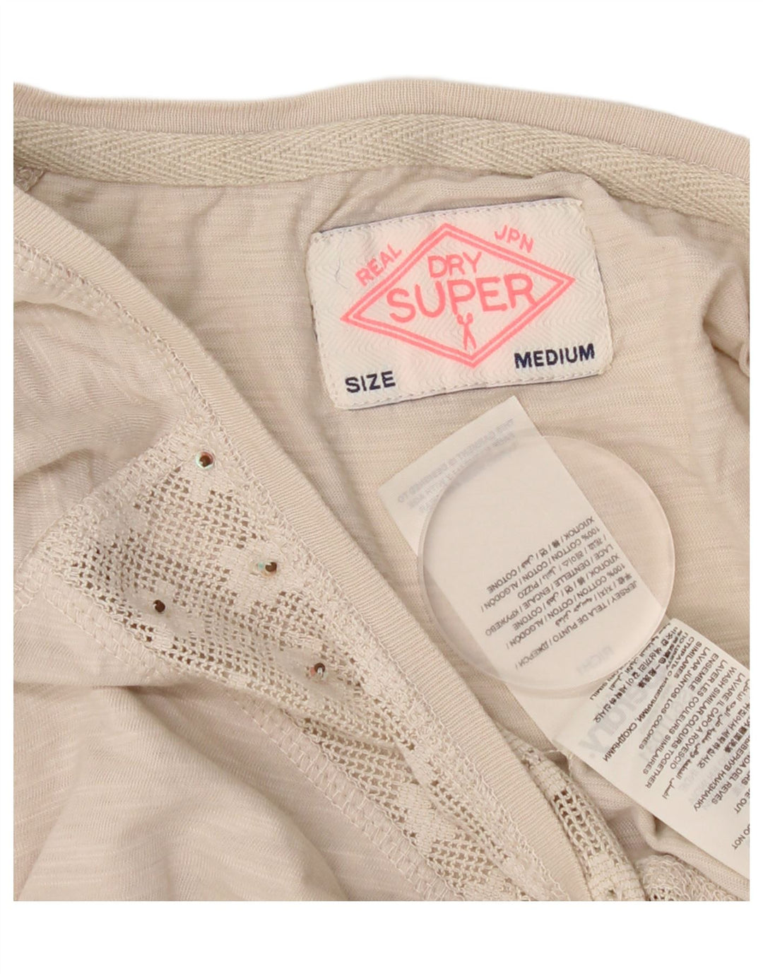 Женская блузка с рукавом 3/4 Superdry, топ UK 12, средний бежевый, хлопок
