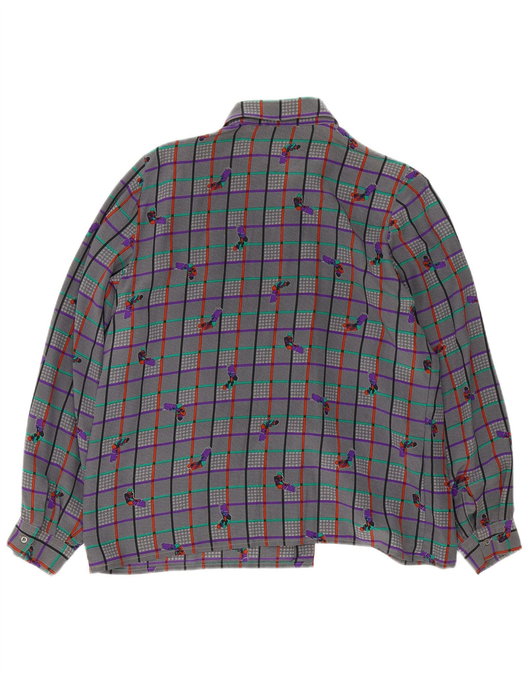 Винтажная женская блузка-рубашка UK 18 XL серая клетка
