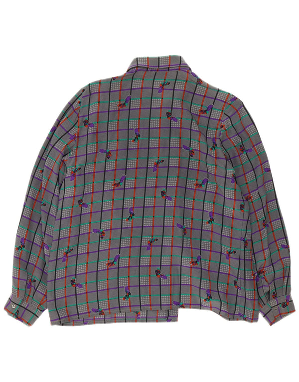 Винтажная женская блузка-рубашка UK 18 XL серая клетка