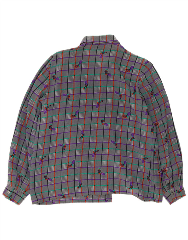 Винтажная женская блузка-рубашка UK 18 XL серая клетка