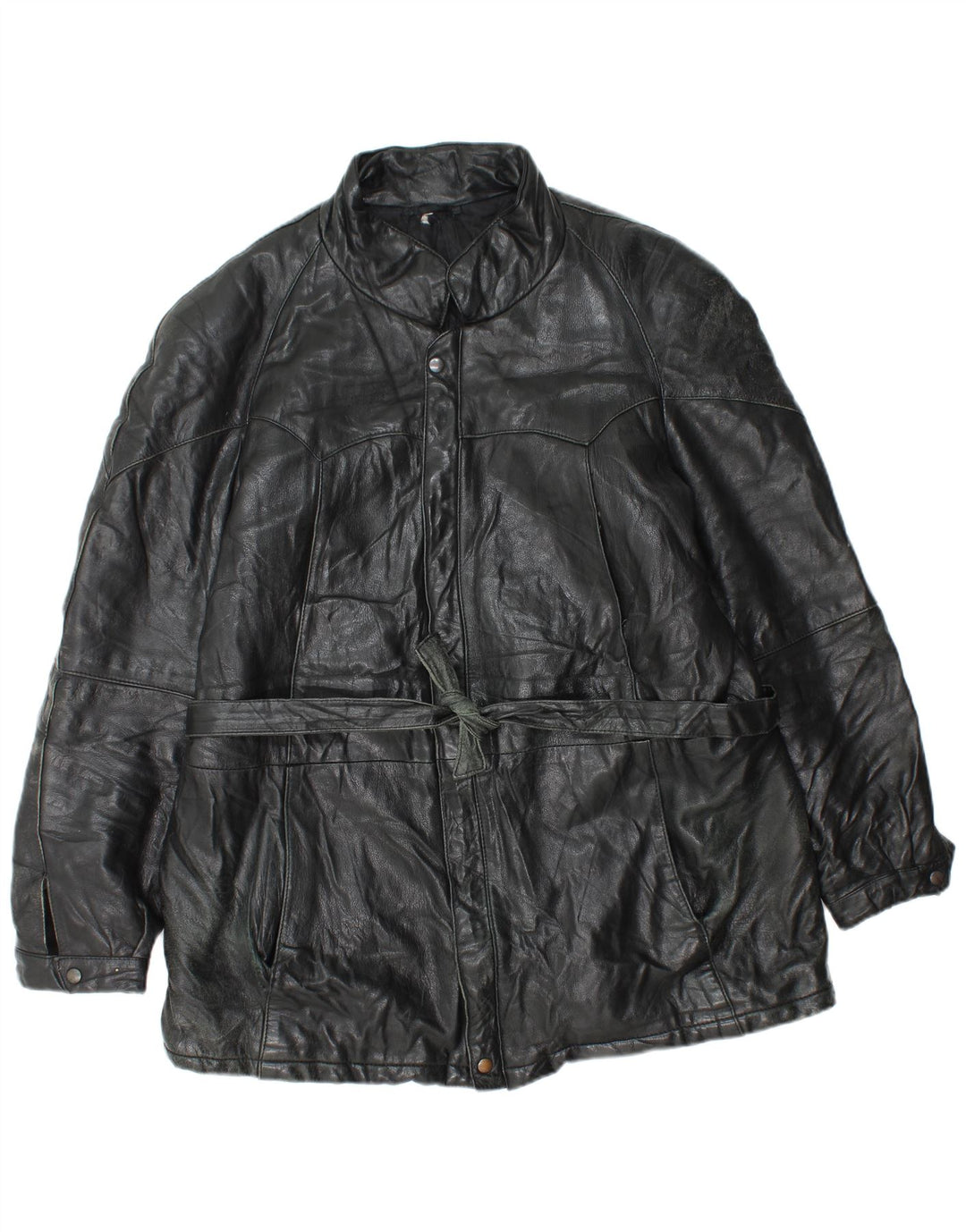 Винтажная мужская кожаная куртка UK 38, средний черный