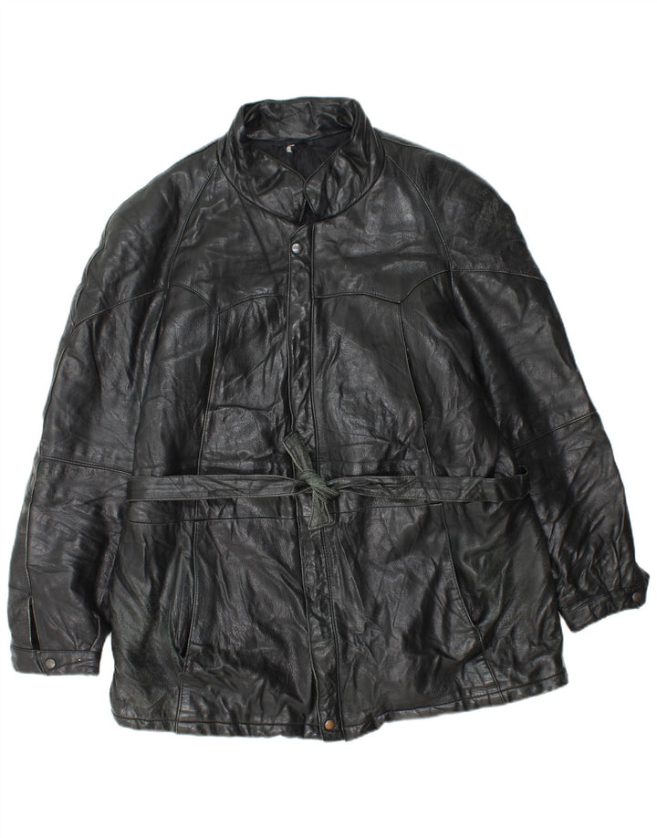 Винтажная мужская кожаная куртка UK 38, средний черный