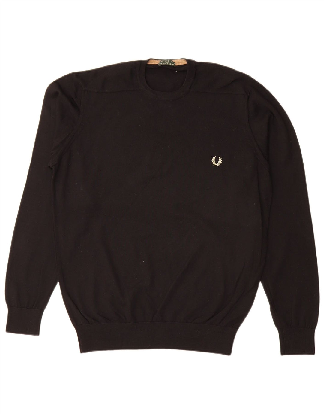 Мужской джемпер с круглым вырезом Fred Perry, большой черный шерстяной свитер