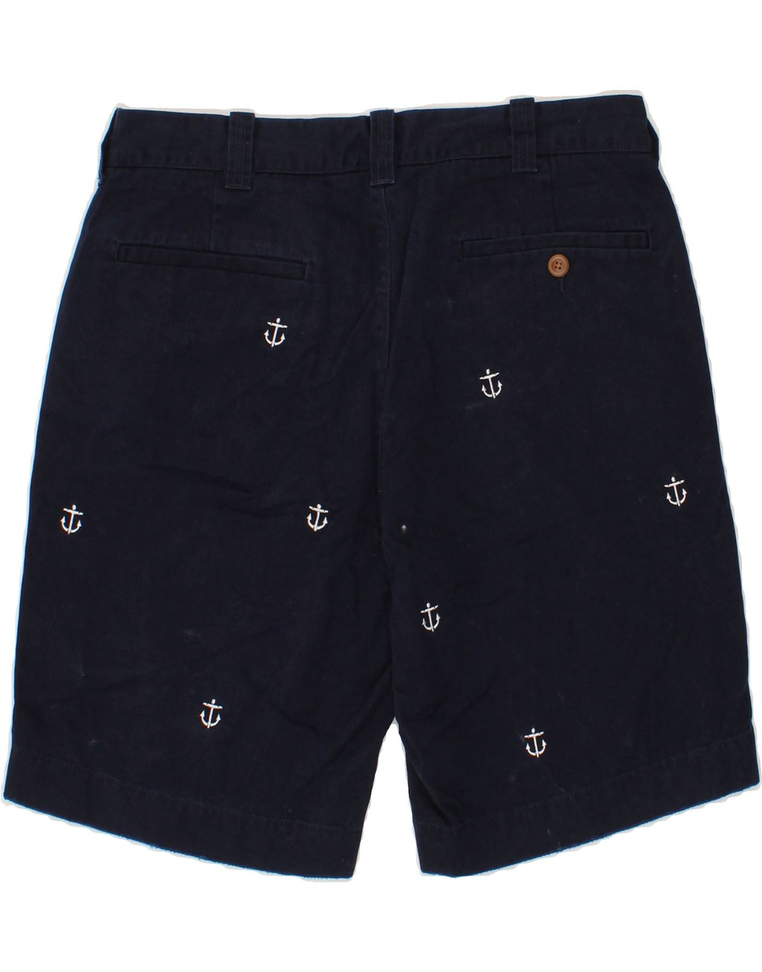 J. CREW Mens Graphic Chino Shorts W31 Medium Navy Blue Spotted Cotton Vintage J. Crew and Second-Hand J. Crew from Messina Hembry 