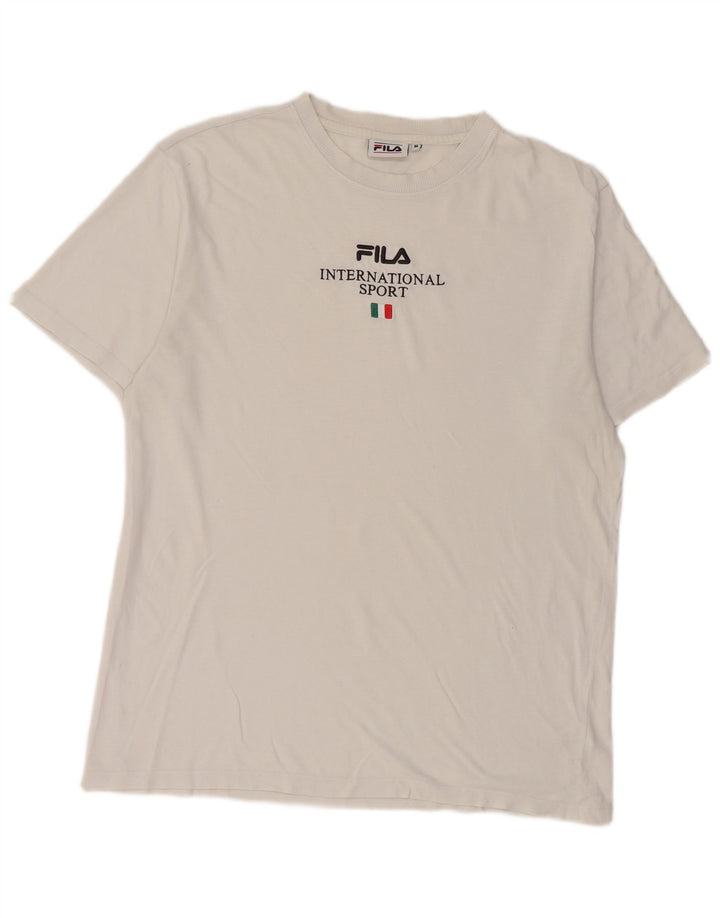 Fila Мужская футболка с рисунком Топ среднего размера, белый хлопок